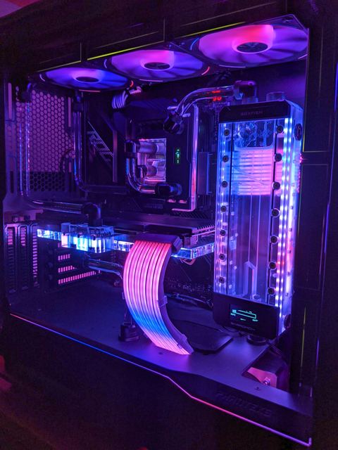 In pink and purple